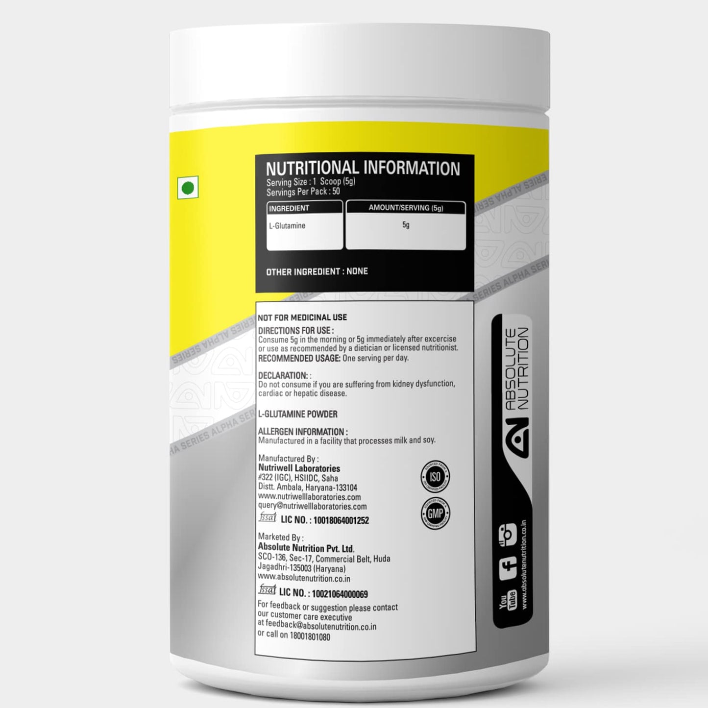 Absolute Nutrition’s Alpha Series Exclusive Glutamine (Unflavoured)