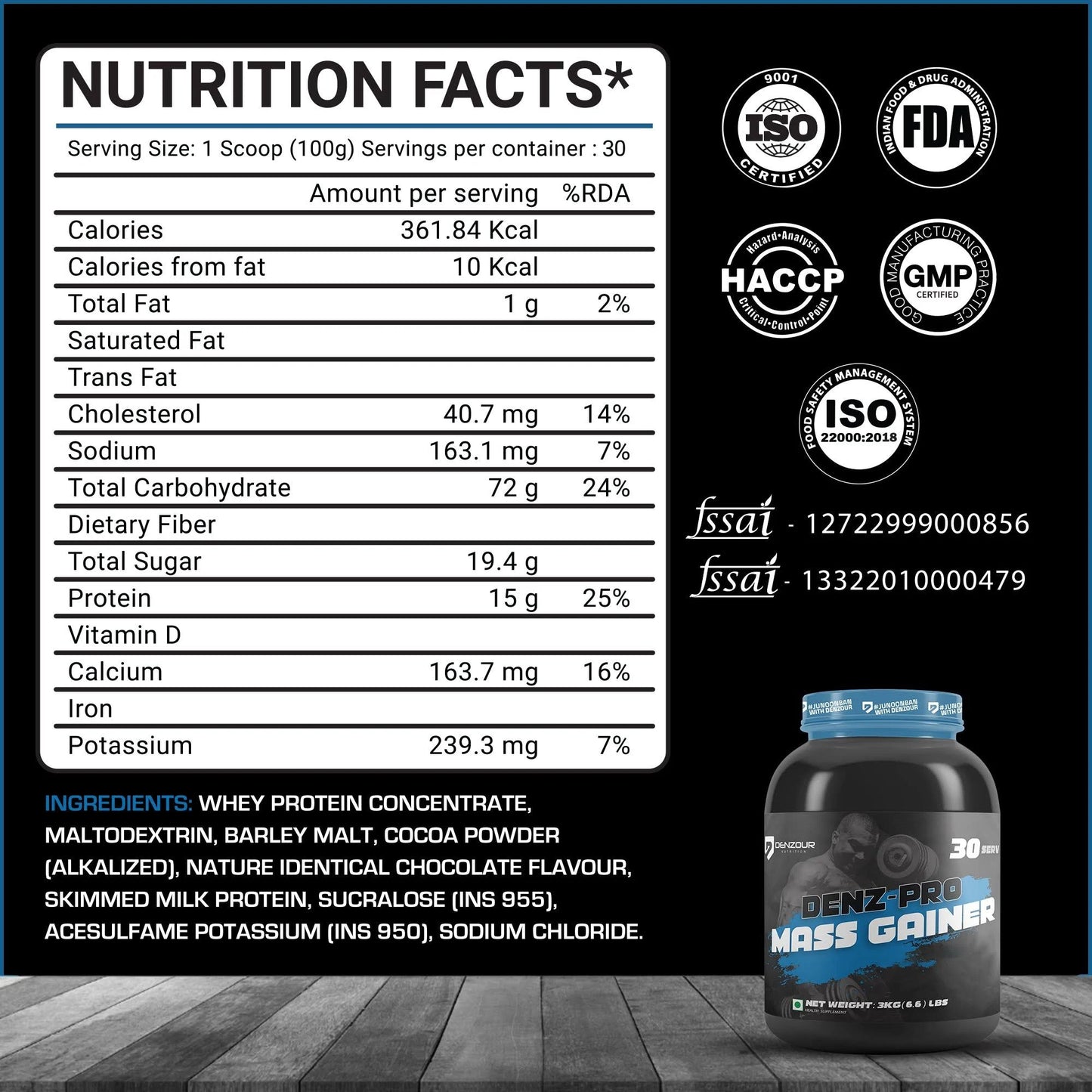 Denzour Nutrition Denz-Pro Mass Gainer